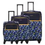Nasher Miles Bristol Soft-Sided Polyester Luggage Set of 3 Blue Yellow Trolley Bags (55, 65 & 75 cm)