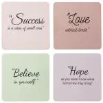 DULI Set of 4 MDFQuotes Design Coasters 4x4 inch