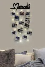 Vah Black Moment Hanging Photo Display Picture Led Light With Wood Clips For Wall Decor