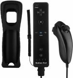 DKD 2 In1 wii nintendo Wireless Remote Controller Built-in Motion Plus with Nunchuks Gamepad Control For Nintendo Wii /wii U Remote (BLACK)