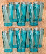 Darkpyro (Pack of 12) TWISTER Pattern Water Juice Plastic Glasses Sky Blue Set Of 12 Glass Set Water/Juice Glass  (300 ml, Plastic, Blue)