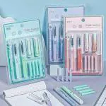 AtRate Premium Fountain Pen Simply Gems Blue ink for Students Erasable Fountain Pen Replacable Ink Set Blue Ink EF 0.38mm Cute School Pens Office Supplies Stationery for Writing