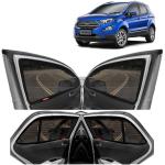 Kingsway Car Magnetic Sun Shades Curtains for Ford Ecosport, Model Year : 2017 - 2021, Full Window Cover with Rear Windshield, Color : Black, Cotton Mesh, Complete Set of 5 Piece