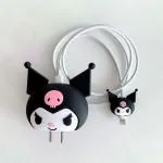 RUPELIK (iPhone 18W Charger Cover Kuromi) Cartoon 3D Design Protective Case Cover for 20W /18W iPhone USB-C Power Adapter Charger Case Cover (With Cable Protector) Kuromi