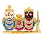 Caristo Lord Jagannath, Balabhadra, Subhadra Idol with Sudarshan Chakra Statue (ID-188) Color Metal Statue for Car Dashboard | Home Décor | Mandir Pooja Murti | Temple Puja | Office Table Showpiece