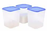 Mahaware Blue Square Modular Plastic Kitchen Storage Container 5.5 L (Set of 3)