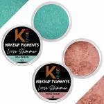 KINDED Sea Green and Rose Gold Powder Loose Shimmer Glitter Eyeshadow for Women - Pack of 2, Each Pack 3 g