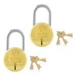 Godrej Locks Nav-tal 6 Levers Long Shackle Brass Padlock 25 mm with 3 Keys (Pack of 2)