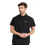 Febris Maza Polo Scrub Top (Black/Small)