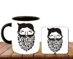 Whats Your Kick Funny Quotes Theme My Beared My Rule Quotes Design Printed Black Ceramic Coffee and Tea Mug With Desky 325 ML