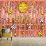 SpecialYou.in birthday party backdrop for decoration with sun and star foil balloons rose gold foil curtains birthday decoration items for party (12 Items)