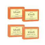 SWATI KHADI Organic Natural Herbal Orange And Almond Aloevera Soap For Glowing Skin And Body, 125 G (Pack Of 4)