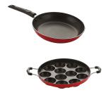 Nirlon 2 pcs of Red 3 Layer Non-stick Aluminium Coated Pots and Pans Cooking Combo Set