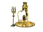 Jag Mohan Yogesh Shivling Narmedeshwar With Brass Jalhari & Brass Tipai Lota & Brass Trishul & Brass Plate
