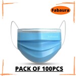 Fabaura 100% Certified Surgical Masks, Blue 3 ply Pharmaceutical Mask Pack Of 100 Pcs, pollution mask, face mask Surgical Mask 03 Washable, Reusable, Water Resistant Surgical Mask With Melt Blown Fabric Layer