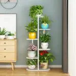 MF WORLD A Trendy Luxury Metal 6 Tier 7 Potted Plant Multiple Flower Pot Holder Shelves Planter Rack Storage Organizer Display for Indoor/Outdoor Garden Balcony - (White)