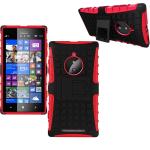 Defender Red Rubber Flip Stand Back Case Cover For Nokia Lumia 830