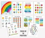 Traceease Laminated Preschool Learning Chart Materials ABC Alphabet- Numbers- Shapes-Emotions- Days of The Week
