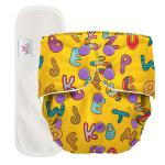 Mylo Essentials Cloth Diaper for Babies|Oeko-Tex Certified|(3Months-3Years)|5kg-17kg|Reusable with Adjustable Snap Button|Pack includes 1 Diaper & 1 Wet-Free Inserts-(ABC)