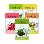 MasKing Beauty Facial Sheet Mask with Real Extract of Cucumber, Lemon, Pomegranate, Kiwi & Green Tea for Skin Calming, Brightening, Lightening, Hydrating & Glowing for Women & Men, 100ml (Combo Of 5)