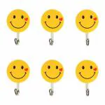 LISHONN Self-Adhesive Smiley Face Wall Hooks, 1 Kg Load Capacity( 12 Pcs , Plastic)