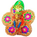 LOTUS RISE Pittal Laddu Gopal Statue Pital Brass Murti Kanha Ji With Pushak Size 2 Decorative Showpiece - 8 cm (Brass, Multicolor)