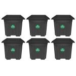 TrustBasket UV Treated Square Plastic Planter (12 inches) - Black Color- Set of 6