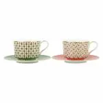 IZZHAAR Almaaz Premium Tea Cup and Saucer Set of 2: Handcrafted Fine Bone China Durable Tea & Coffee Mugs, Royal Tea Cups with Glossy Finish (2 Cups, 2 Saucers, 200 ML Each)