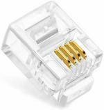 Royalcool RJ11 4 Pin Telephone Plug Sturdy And Durable (Pack Of 100)