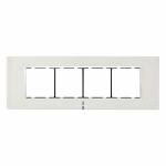 CONA 10708 Status Axis Horizontal 8 Modular Plate with Blue LED Indicator, Snow White - Pack of 2|8 Module Switch Plates|Cover Plate|8M Polycarbonate Switch Frame