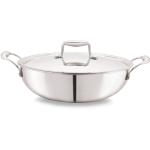 cello Tri Ply Stainless Steel Kadhai with Lid 26 Cm Kadhai 26 cm diameter with Lid 3.6 L capacity (Stainless Steel, Aluminium, Induction Bottom)
