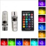 Kozdiko 2PC T10 LED RGB Car Interior Fancy/Parking Remote Control Light for Renault Kwid