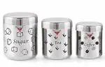 VARNA STAINLESS STEEL Tea, Coffee and Sugar Containers | Set of 3 piece Jars, Silver
