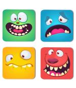 Whats Your Kick Funny Face Printed Set of 4 Coaster With Beautiful Metal Stand