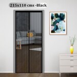 Classic Mosquito Net Black Polyester Magnetic Screen Door Mesh with Hook & Loop 215 cm x 110 cm