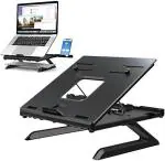 Striff Multi-Angle Adjustable Laptop Riser With Foldable Legs And Phone Holder for Tablets, Laptops (Black)