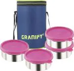 Granify A-567 Green Stainless Steel Lunch Box with 4 Stainless Steel Containers and Lunch Box Bag 1200 ml