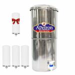 Apeiron Stainless Steel Non-Electric Water filter With 3 Ceramic Candle With Brass Knob 27 Liter Capacity