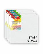 Variety Canvas White Primed Canvas Board 8 x 8 Inch (Pack of 4)