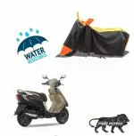 Bykorrzon Orange,Black Polyester Full Body Bike Cover for TVS Zest 110
