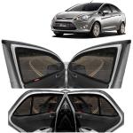 Kingsway Car Magnetic Sun Shades Curtains for Ford Fiesta, Model Year : 2011 - 2021, Full Window Cover, Color : Black, Cotton Mesh, Complete Set of 4 Piece