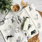 PIXEL HOME DECOR White, Cat Print Cotton Multipurpose Towel 45.0 Centimeter 70.0 Centimeter G8-7Net-Urli