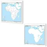 GO WOO SMALL - 100 AFRICA POLITICAL OUTLINE MAP FOR SCHOOL and SMALL - 100 AFRICA PHYSICAL OUTLINE MAP FOR SCHOOL | Combo of 2 maps | Africa Political and Physical Outline Maps for School