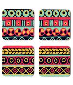 Whats Your Kick Pattern Design Comic Pink Pattern Design Printed Set of 4 Coaster With Metal Stand