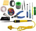 Fadman Yellow, Black 13 In 1 Soldering Iron Kit, Solder Wire, Paste, Stand, Wick, Cutter, Sponge, Tape, Bit, Pump, Tester, Tweezer, 2In1 Screw Driver (Set Of 13)