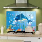 JAAMSO ROYALSMulticolor Fishes Design Vinyl Peel and Stick Self Adhesive Removable Heat Oil Proof Kitchen Decor Wall Sticker (60 cm X 90 cm)