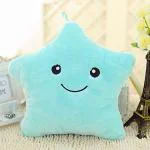 The Purple Tree Velvet Cute Blue Star Cushion (Pack of 1 , 14x14 inch , Velvet) kids cushion , soft toy , soft plush pillow , cot cushion , nursery decor , Baby Cushion