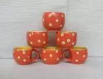 LOVEUNLIMITED Pack of 6 Bone China | Coffee Mugs for Home Office ORENGE  (Orange, Cup Set)