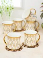 Clay Craft Fine Ceramic Gold Printed Coffee/Tea Cups Set Of 6-200 Ml Each