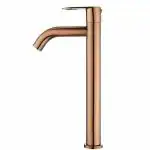 SPAZIO Rose Gold PVD Coated Prime SS-304 Tall Pillar Cock Tap with Long Spout & 12 Inches Tall Body Tall Boy Extended Pillar Tap Faucet for Wash Basin/Counter Top Wash Basin